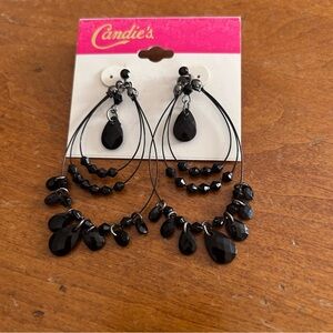 Candie's Women’s New Black Beaded Dangle Earrings